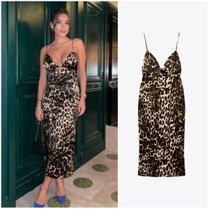 Zara satin leopard midi dress